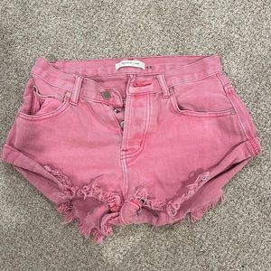 Pink jean shorts
